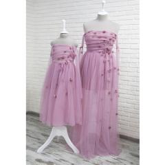 Платье розовое с цветами детское