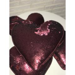 Подушка в форме сердца с пайетками (разные цвета)